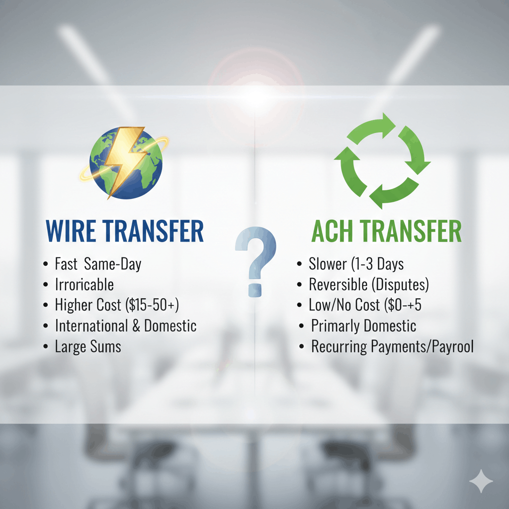 Wire Transfer vs ACH: Fees, Speed, and When to Use Each 2 Wire Transfer vs ACH